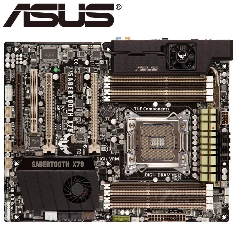 Asus SABERTOOTH X79 настольная материнская плата X79 Socket LGA 2011 Core i7 DDR3 64G ATX UEFI биос оригинальная б/у материнская плата в продаже