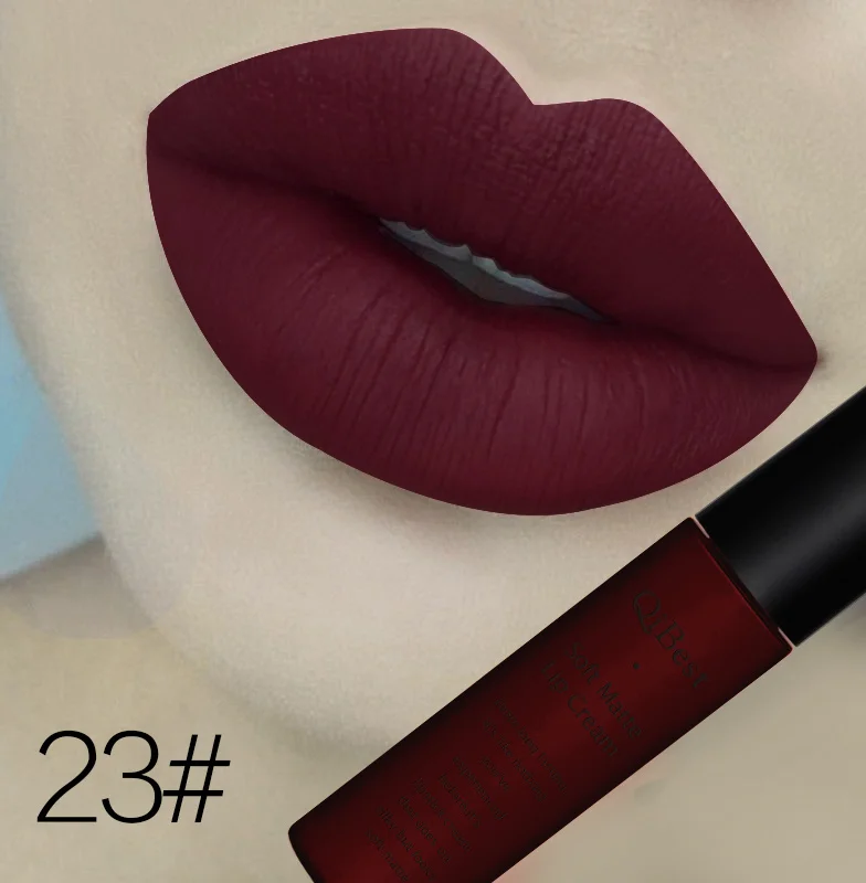 Бренд beauty Lips макияж водостойкий блеск для губ матовый блесек для губ помада косметический стойкий пигмент телесного цвета бархатная жидкая губная помада матовая партия - Цвет: 23