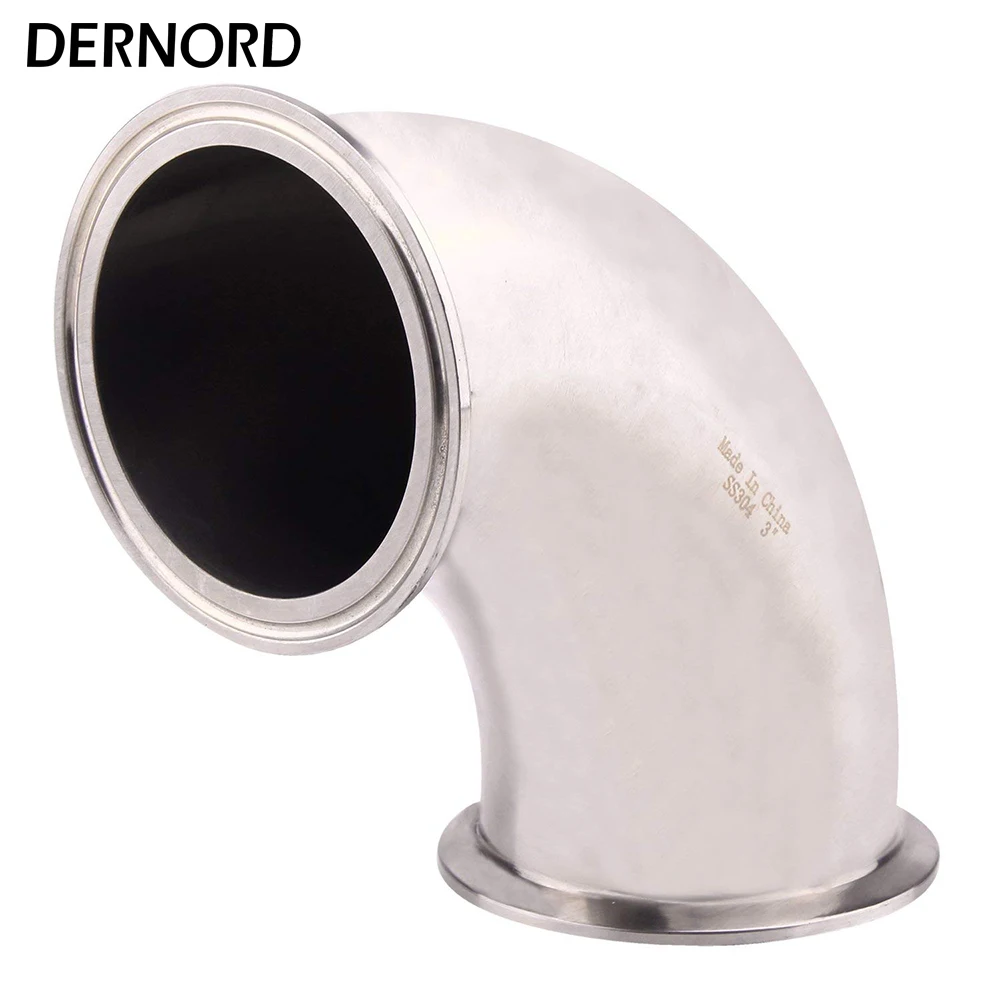 DERNORD 3'' 76MM Pipe O/D Sanitary Ferrule Elbow 90 Degree Tri Clamp