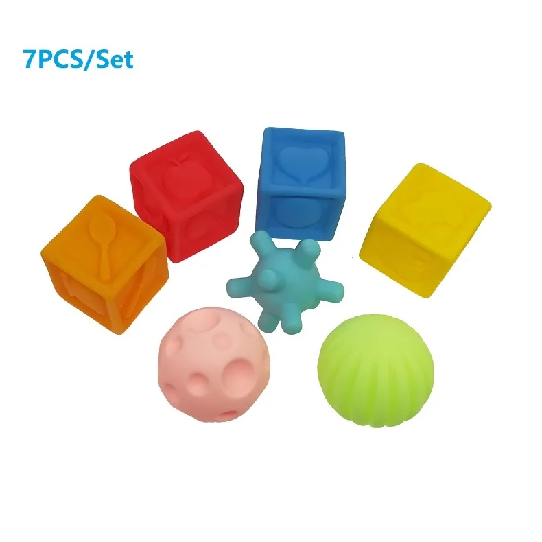 Мягкие 3D сенсорные руки мягкие шарики сенсорные шары детские резиновые шарики текстурированные мульти сенсорные тактильные щепки игрушка для ванны раннее развитие игрушки - Color: 7PCS