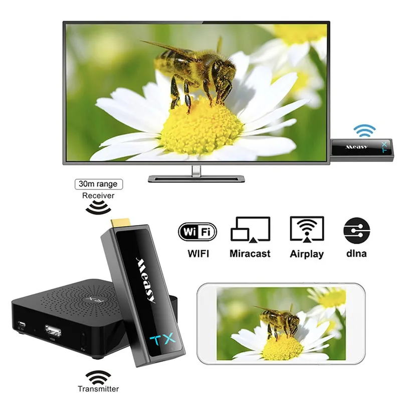 

HDTV Projector W2H Mini II Wireless HDMI Transmitter and HDMI Receiver 1080P 3D Video Transmitter 30M Wireless Audio Receiver