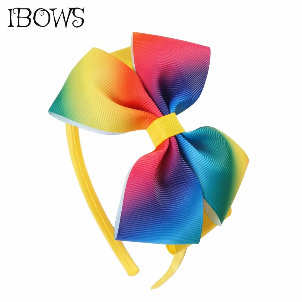 

Girls 5 Inch Rainbow Ribbon Hair Bands Hoop Boutique Hairbows Covered Headbands Tiara Fashion Hair Accessories For Kids