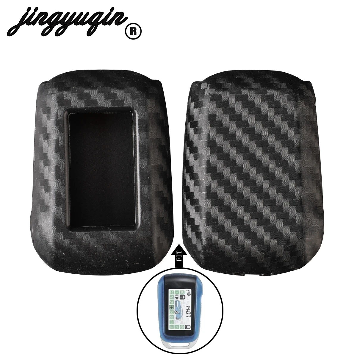

jingyuqin carbon Key Case Tamarack For Russian Two Way Car Alarm LCD Remote Control Keychain For Starline A92/A94/V62/A62/A64