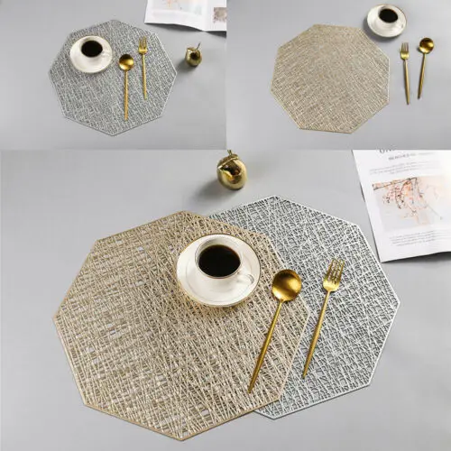 

Elegant Hollow Home Dining Restaurant Coaster PVC Octagon Placemat Tea Cup Mat Kitchen Table Accessiores Tableware Mat