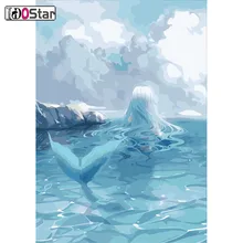 Русалочка, дельфин и девочка, играющая на фортепиано, DIY картина маслом по номерам на холсте настенные картины на стену для украшения дома