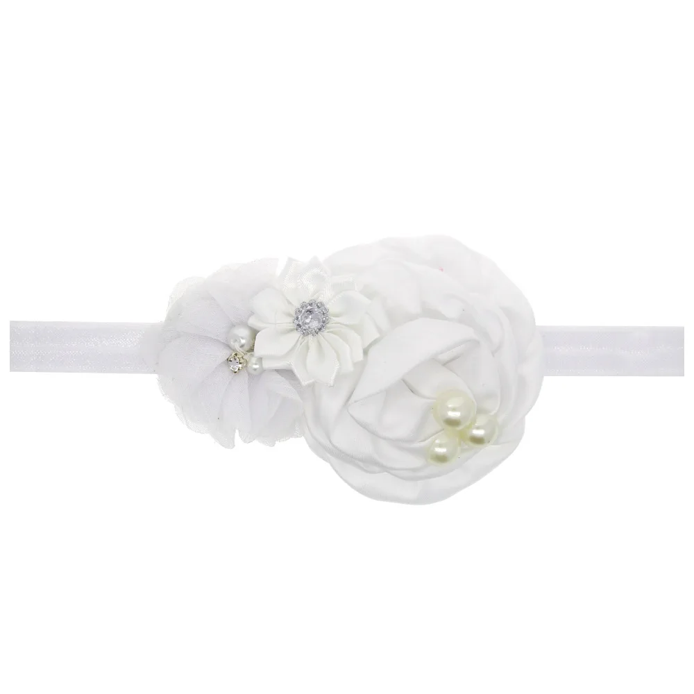 Yundfly Chic Newborn Baby Headband Ruffle Flower Crystals Elastic Headband Kids Hairband best Baby Accessories