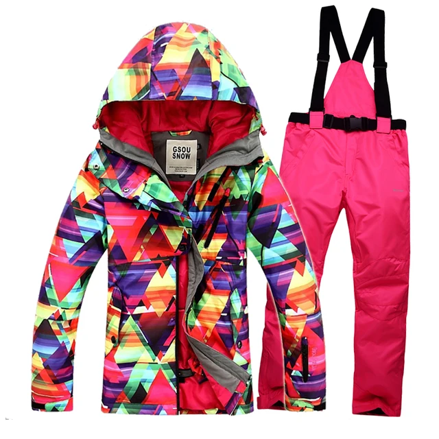 Best price at $105 Cheap Outdoor Snowboarding Sports Skiwear Gsou snow High Quality Women's Ski Suits Windproof Waterproof Winter Ski Jacket and pants