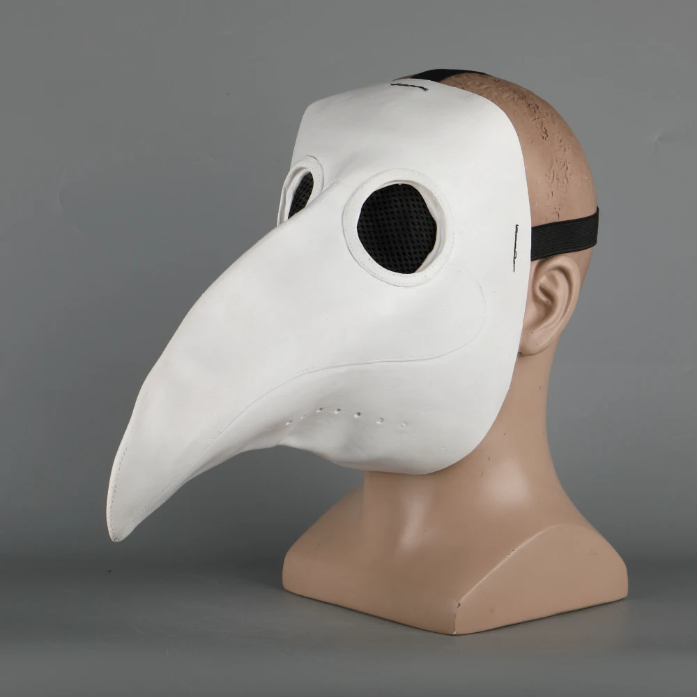 Plague Doctor Mask Beak Mask Long Mouse Cosplay Fancy Mask Gothic Retro Rock Leather Halloween Beak Mask White (8)