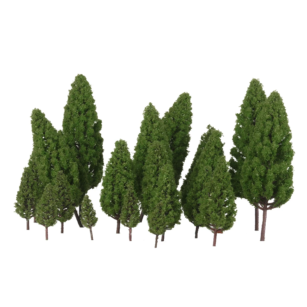 20Pcs Tower Shaped Trees Model Train Park Garden Street Village Layout Scenery Scene Landscape 1:50-400 Green