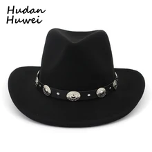 Фетровые фетровые шляпы в европейском и американском стиле с поясом и широкими полями, ковбойские шляпы в западном стиле, вечерние шляпы в стиле Трилби для мужчин и женщин, GH-830