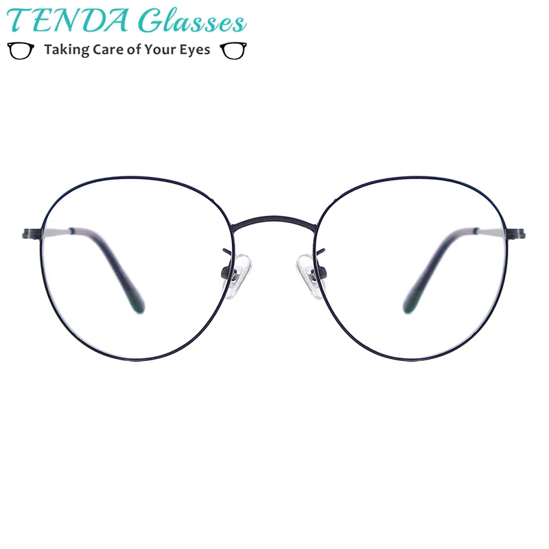 Tanie Mężczyźni i kobiety metalowe małe zabytkowe okulary korekcyjne ramki czarne okrągłe okulary do wieloogniskowych soczewek do czytania krótkowzroczność