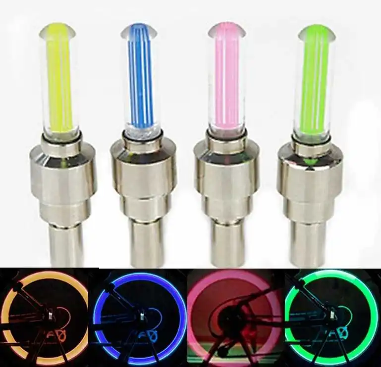 Hot Sale Bicycle Cycling Tyre Wheel Valve Lamp High Quality Neon Firefly Spoke LED Bike Lights Lamp One Piece Whole with Battery