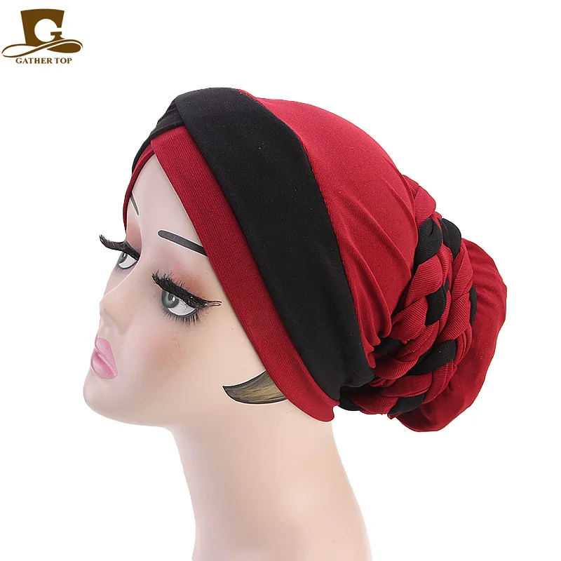 Шарф для женщин-мусульманок шапки модные бисерные косы хиджабы тюрбан шапки голова Кепка шапка бини женские аксессуары для волос для женщин индийская шляпа