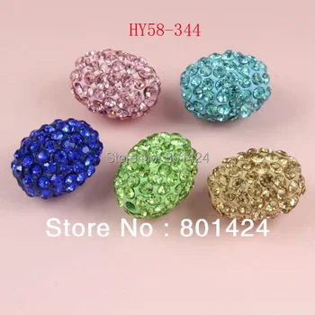 

Free Shipping 58-344 6pcs/Lot Mixed Color Clay Pave Disco Rhinestone Crystal Oval Shamballa Beads