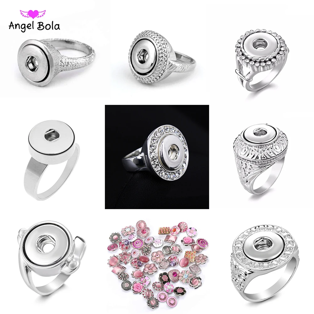 

New Snap Jewelry Metal Snap Button Ring 12mm DIY Party Ring Interchangeable Rings For Women Men Rings Drop Shipping