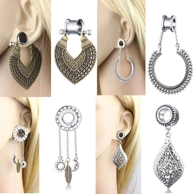 JUNLOWPY Stainless Steel Earrings Tunnels Piercing Ear Gauges 00g Plugs