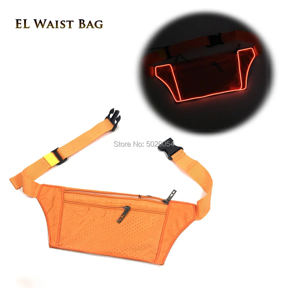 

GZYUCHAO EL Simple Pure Color Neon Glowing Running Waist Bag Women Men Adult Moblie Phone Money Light Up EL Fanny packs