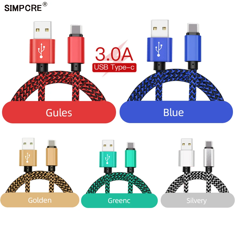 

USB Type C Cable for Samsung S9 S8 Fast Charge Type-C Mobile Phone Charging Wire USB C Cable for Xiaomi mi9 Redmi note 7