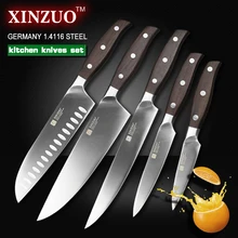 XINZUO NEUE Hohe qualität 3,5 + 5 + 8 + 8 + 8 zoll schäl utility cleaver Chef brotmesser edelstahl Küchenmesser sets kostenloser versand