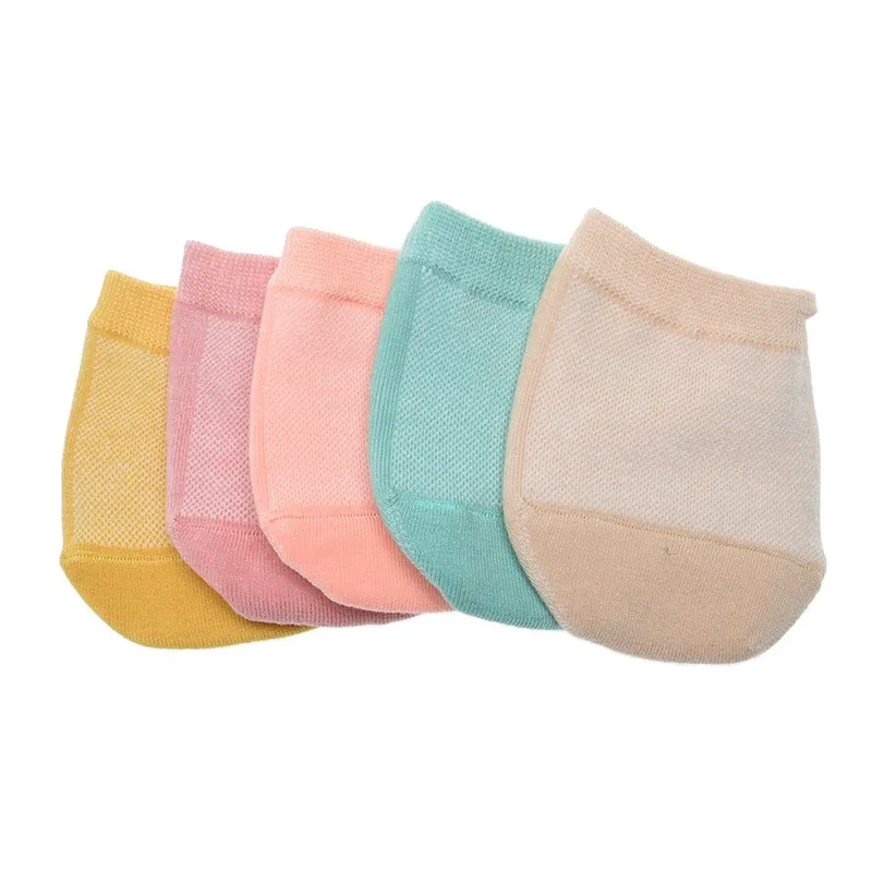 

5 Pairs/Set Summer College Japanese Cotton Socks Girl Thicken Breathable Boat Socks Invisible Half Foot Toe Cover Socks Women