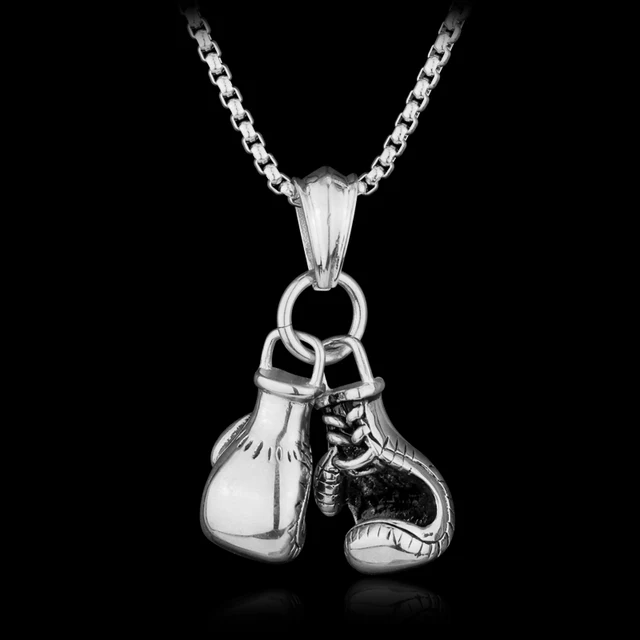 Vintage Goth Boxing Glove Necklace Boxing match Cool Pendant for Men