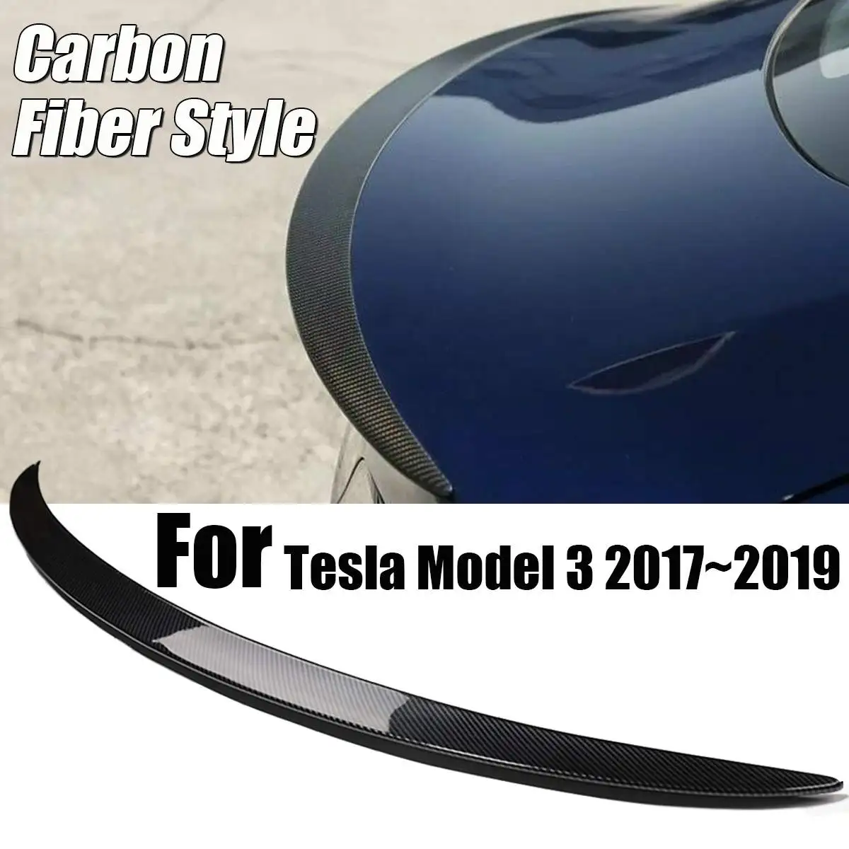 

for Tesla Model 3 2017-2020 rear Carbon Fiber rear boot Wing Spoiler Rear Roof Spoiler Wing Trunk Lip Boot Cover Car Styling