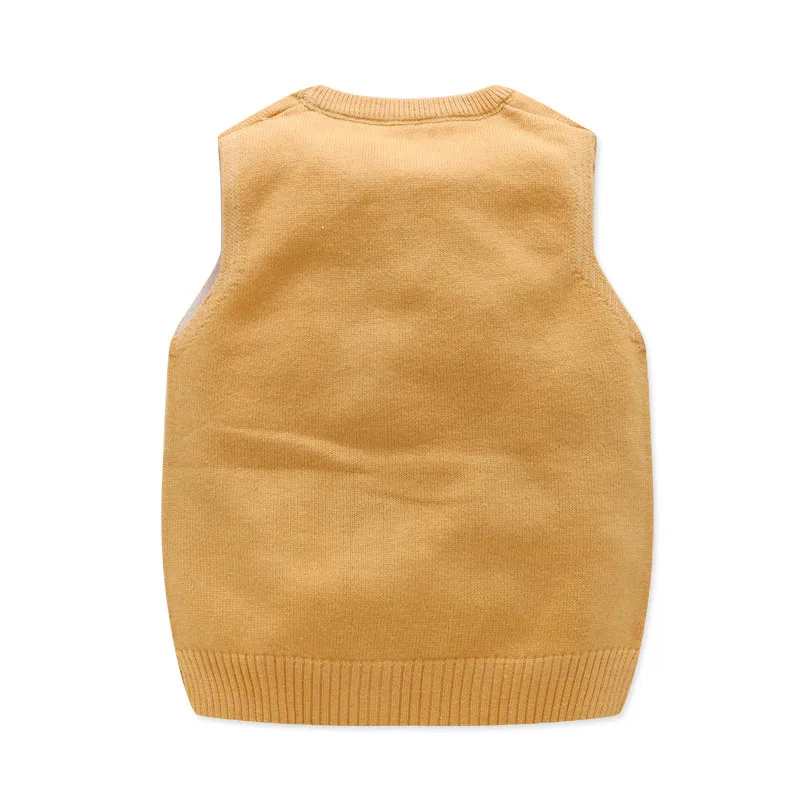 Cartoon Bear Baby Sweater Vest Knitted O-Neck Sleeveless Sweater For Boys Cotton Soft Baby Boy Vest Sweater Autumn Baby Clothing (3)