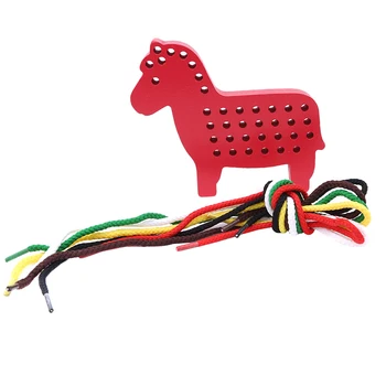 

Wooden Baby Toys Game Education Toy For Children Boy Girl Kids Children Montessori Toy Cartoon Animals Stringing Threading Beads