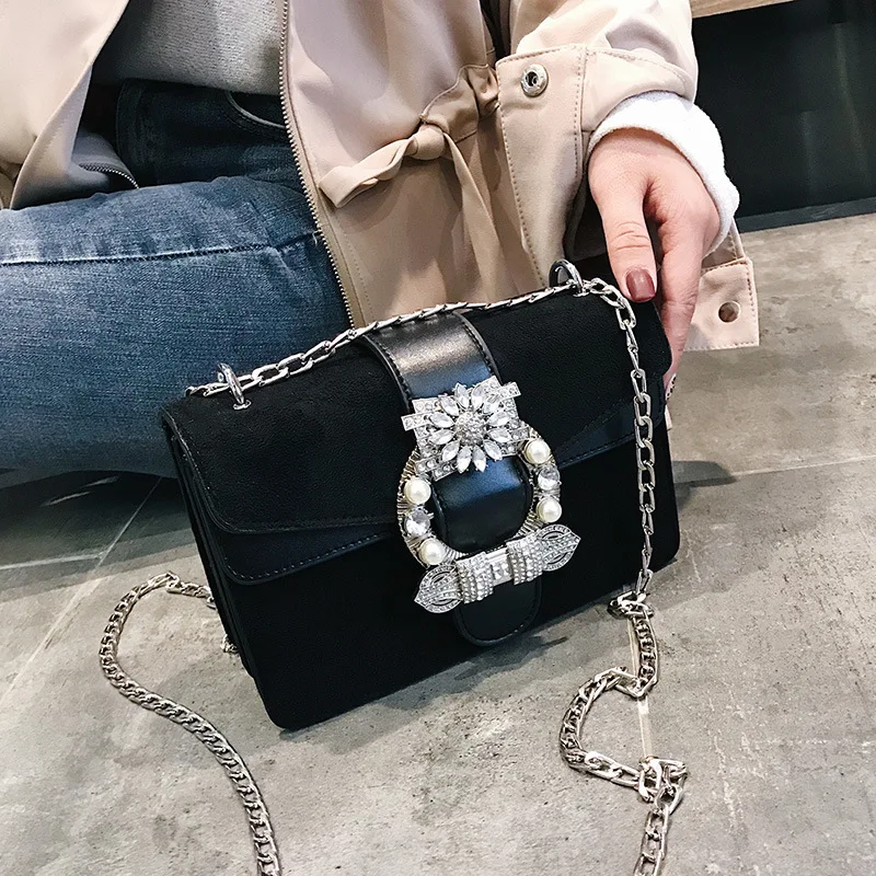 جديد أنيق الإناث حقائب كتف الفاخرة Crossbody حقائب الإناث أعلى-حقائب بيد مع اللؤلؤ أزياء العلامة التجارية سلسلة حقيبة ساع