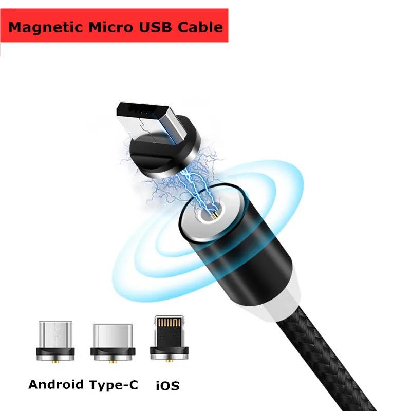 

YWEWBJH 1M 2M Magnetic Charge Cable Micro USB Cable For iPhone XR XS Max X Magnet Charger USB Type C Cable LED Charging Cable