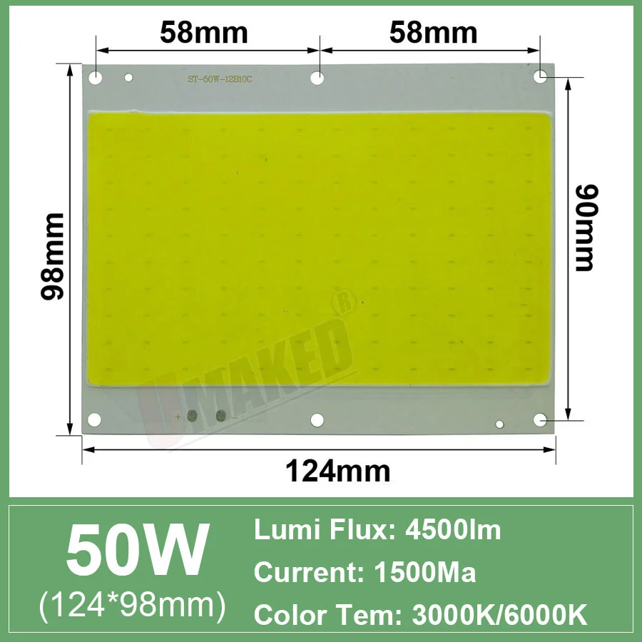 30 Вт 50 Вт 100 Вт 150 Вт COB Led чип диоды поверхностный светильник для Led лампы Точечный светильник уличный светодиодный светильник - Испускаемый цвет: 50W 124x98mm