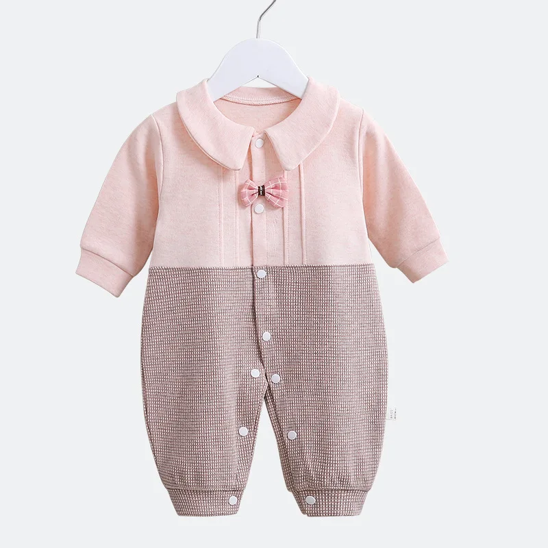 

Newborn Toddler Infant Baby Boys Rompers Long Sleeve Jumpsuit Playsuit Boys Outfits Kids Clothes with Tie 0-2Y