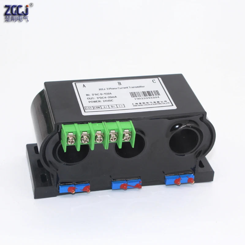 

AC 0-150A perforation 3 phase Current Transmitter 4-20mA out Perforated 3 phase ampere signal transducer 3*(4-20mA DC) output