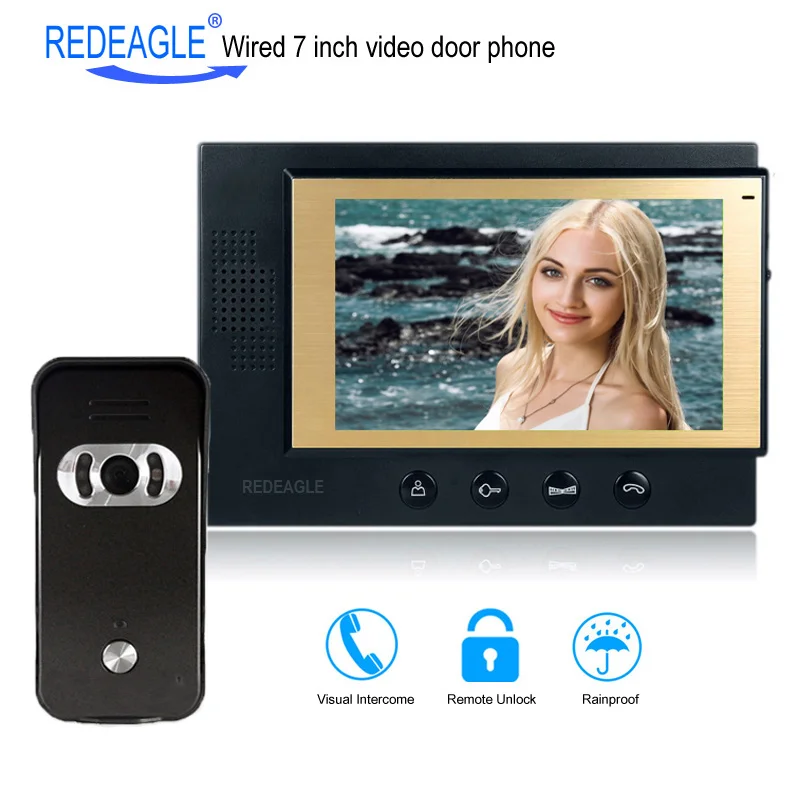 Best Wired 7 inch Color TFT Monitor Video Door Phone Doorbell Intercom System 700TVL Night Vision Security Camera 110 Degree