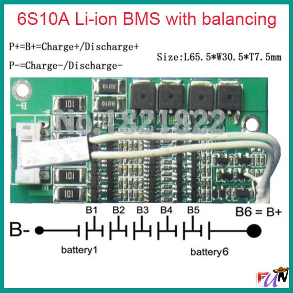 

6S 10A 22.2V li-ion BMS PCM battery protection board bms pcm with balancing for Lawn mower lithium ion li battery