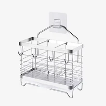 3 Grids Stainless steel hanging chopstick cage fork spoon holder rack reinforced kitchen supplies shelves organizer with hooks