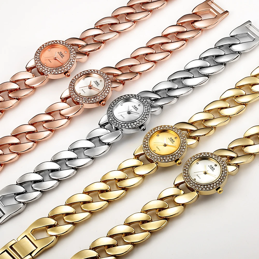 de Luxo Strass Ouro Pulseira de Relógio