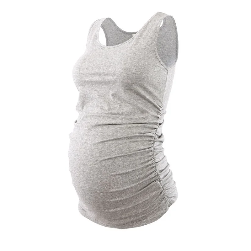 Комплект из 3 предметов; топы для мам; базовая одежда для беременных; майка для беременных; футболка без рукавов с рюшами сбоку; Повседневный однотонный жилет