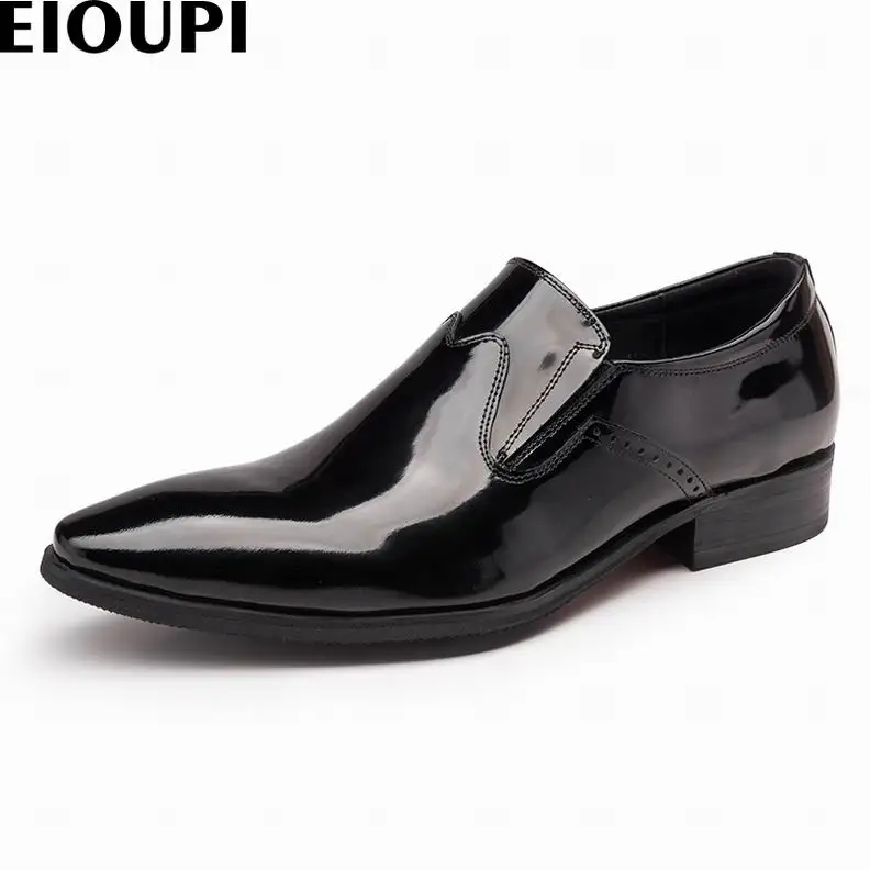 

EIOUPI new design top real full grain patent leather mens formal business shoe men dress breathable shoes e1230