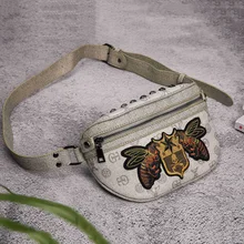 Модные мужские и женские поясные сумки с заклепками, удобная поясная сумка, нагрудная сумка с вышивкой, Мужская Новая сумка через плечо, дорожная сумка с карманом банана