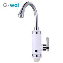 GWAI Tankless мгновенный Электрический нагреватель горячей воды кухонный кран мгновенный нагрев воды кран с светодиодный светло-золотой красный белый