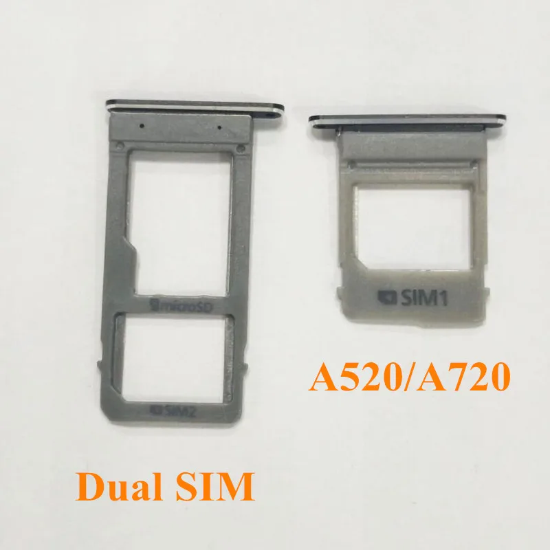 

1PCS Single & Dual SIM Card Tray Slot Micro SD Card Tray Holder Adapter Spare Parts for Samsung Galaxy A520 A720 A5 2017 A7 2017