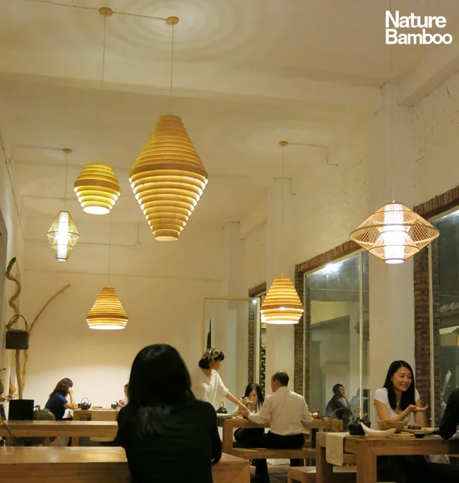 IKEA creaive simple style nature bamboo flying saucer pendant lamp to decorate restaurant/teahouse/living room/