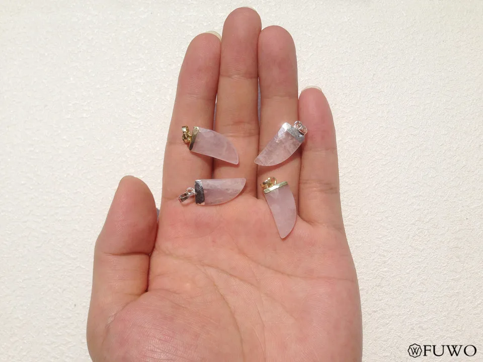 Horn Shape Natural Rose Quartz Pendant 12