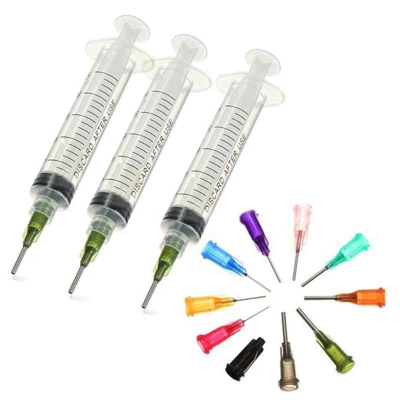 Mayitr 10CC Graduated Dispensing Syringe SMT SMD PCB Solder Paste Adhesive Glue Liquid Dispenser+Dispensing Needles For Industry