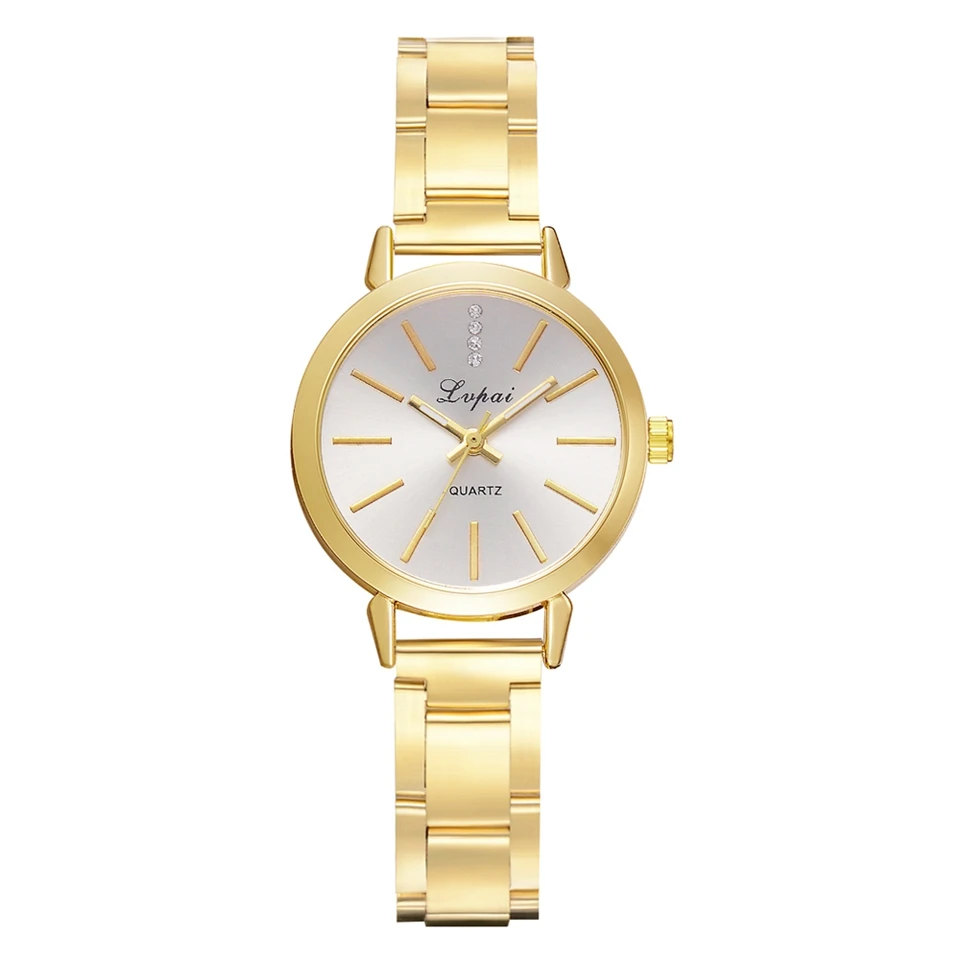 Бренд LVPAI, деловые часы для женщин, розовые красные часы, повседневные модные кварцевые часы для женщин, Прямая поставка - Цвет: Золотой