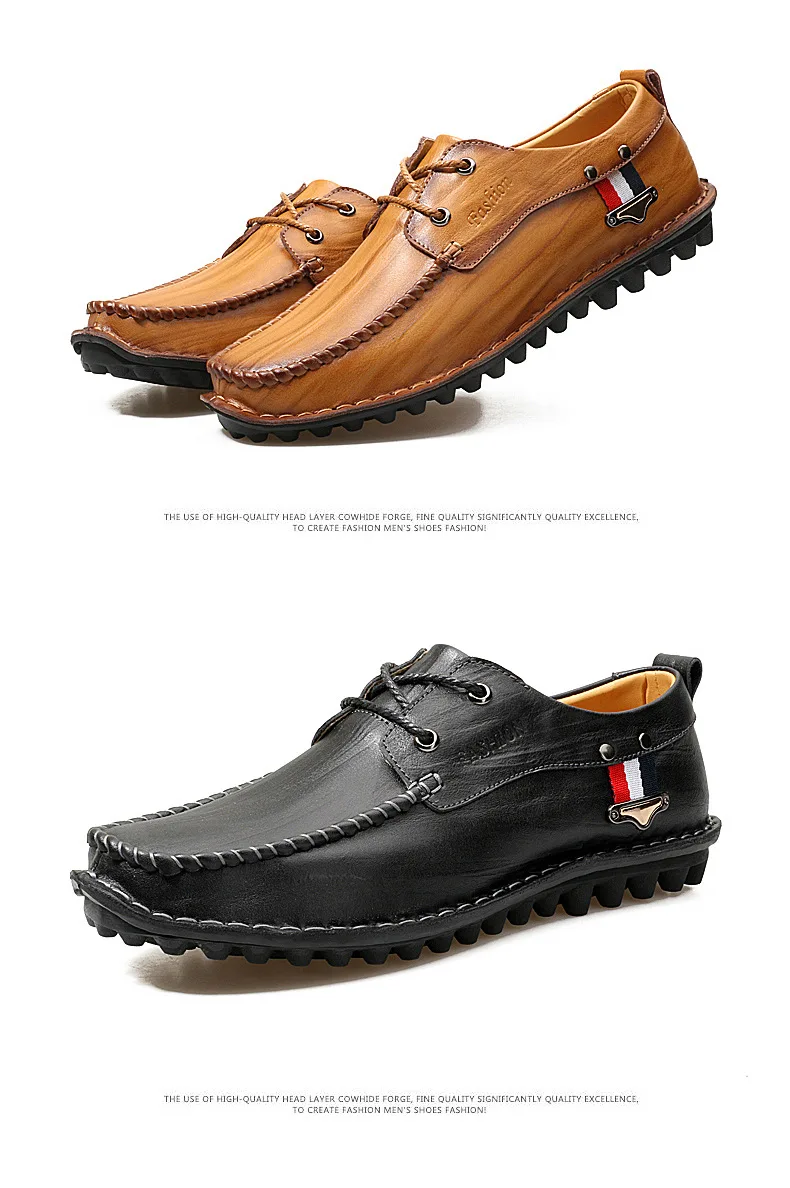 Для мужчин новинка г. повседневная обувь из натуральной кожи сезон: весна–лето плоские туфли для Для мужчин на шнуровке Удобная обувь Прямая