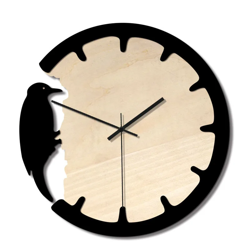 

Home Woodpecker Wall Clock Creative European Vintage Wood Bird Clock Home decoration Wall hangings