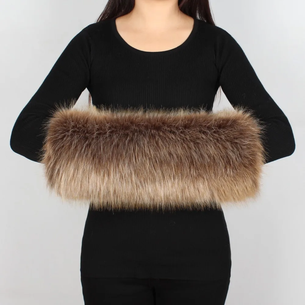 Fashion Lady Faux Fur Winter Warm Multicolor Fox Fur Fleece Lining Thicken Hand Wrist Hand