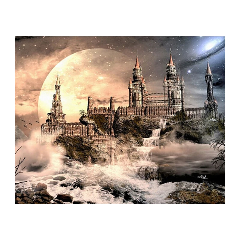 3D Full Resin Diamond Embroidery Craft Pastd Needlework DIY Diamond Painting Cross Stitch Sea Castle Wallpaper Graphics Decals 
